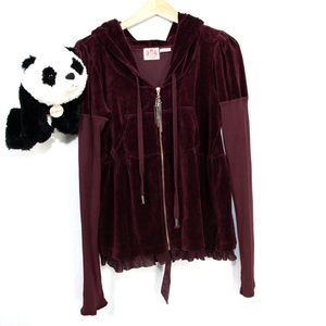 Maroon Juicy Couture bow zip up hoodie